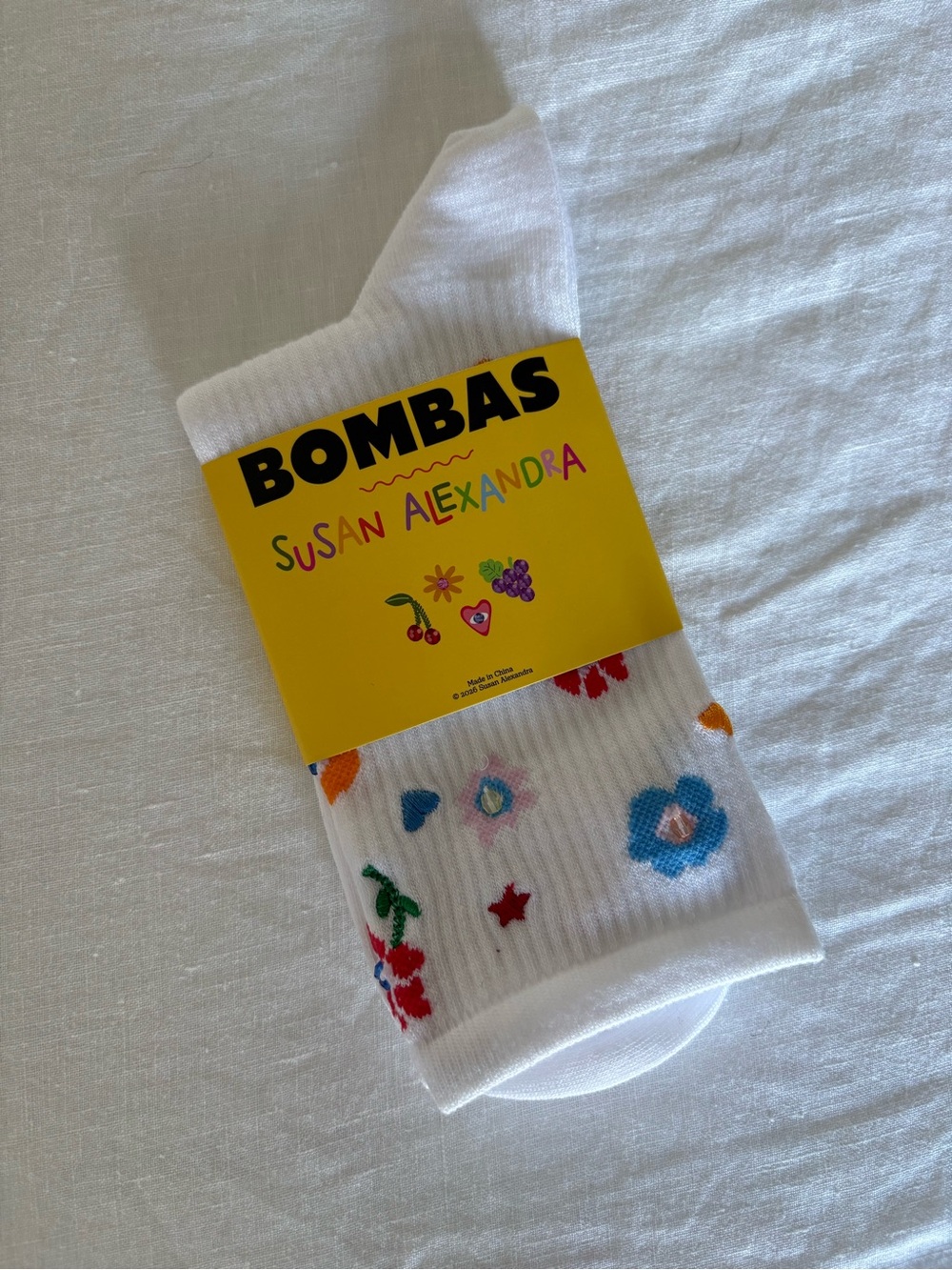 Bombas x Susan Alexandra Floral Embroidered Half Calf Socks